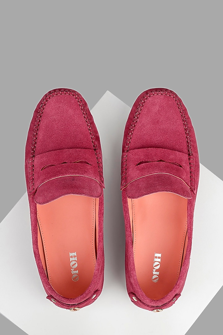 Pink Suede Leather Shoes by Oroh at Pernia's Pop Up Shop