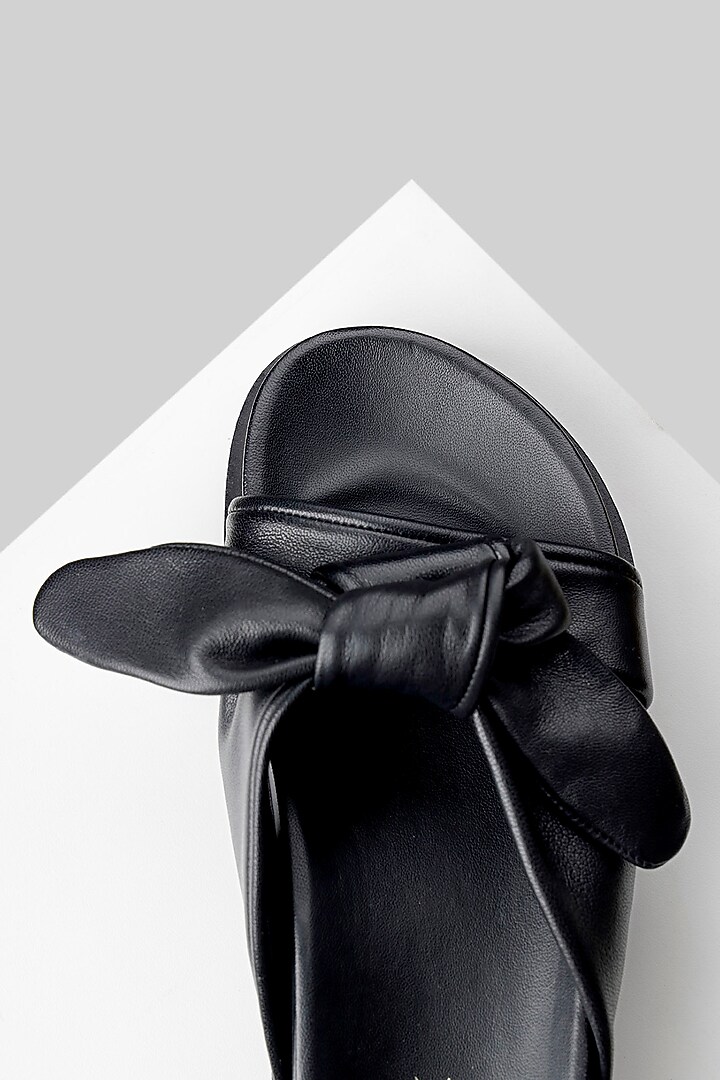 Black Genuine Leather Strappy Flats by Oroh at Pernia's Pop Up Shop