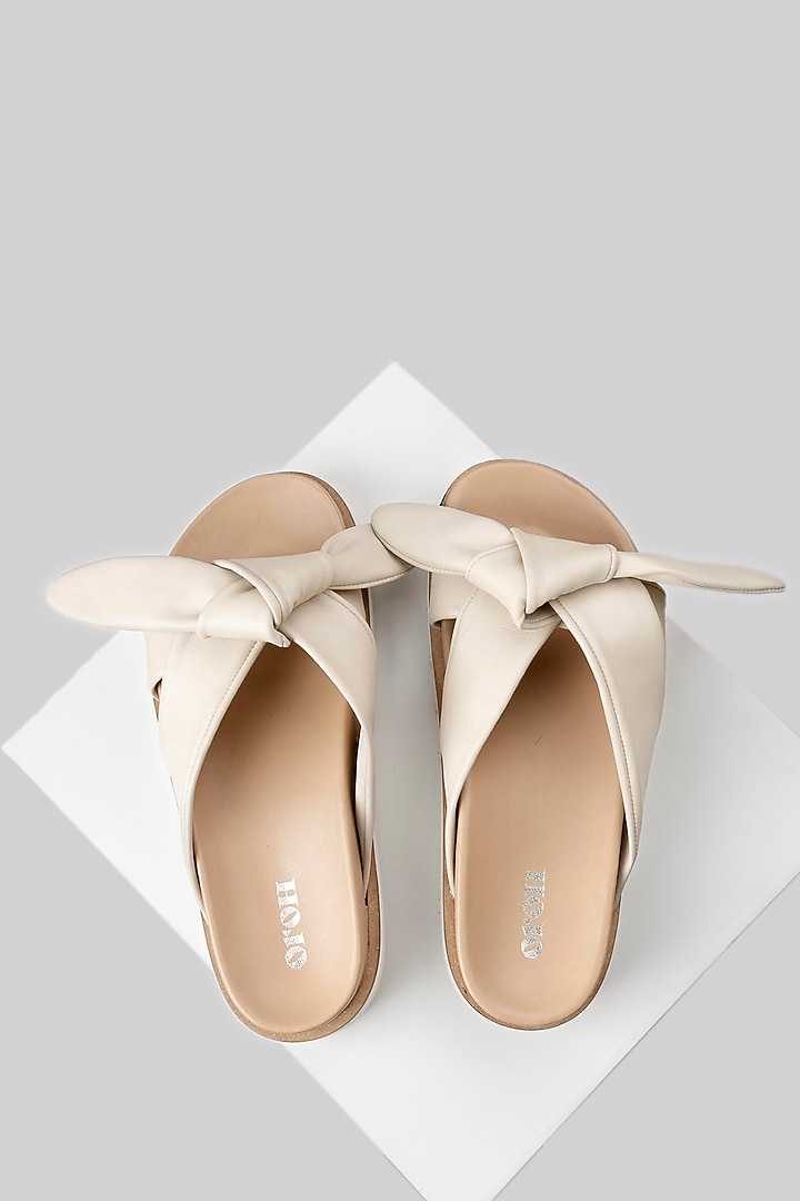 White Genuine Leather Strappy Flats by Oroh at Pernia's Pop Up Shop