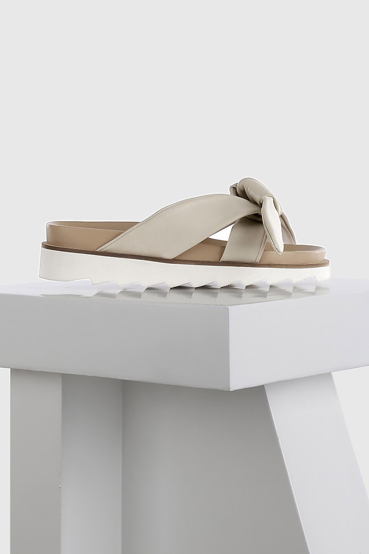 White Genuine Leather Strappy Flats by Oroh at Pernia's Pop Up Shop