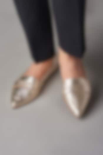Platino Gold Metallic Foil Leather Flat Shoes by Oroh at Pernia's Pop Up Shop