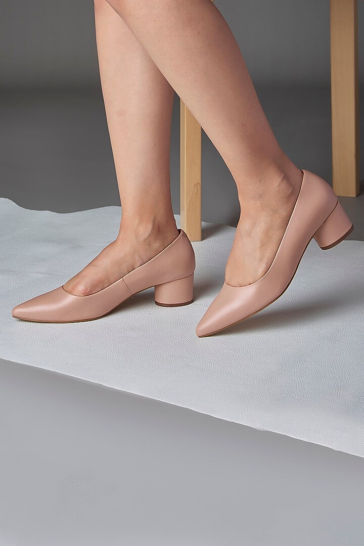 Pink Genuine Leather Pump Heels by Oroh at Pernia's Pop Up Shop