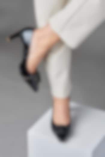 Black Genuine Leather Square-Toe Pump Heels by Oroh at Pernia's Pop Up Shop