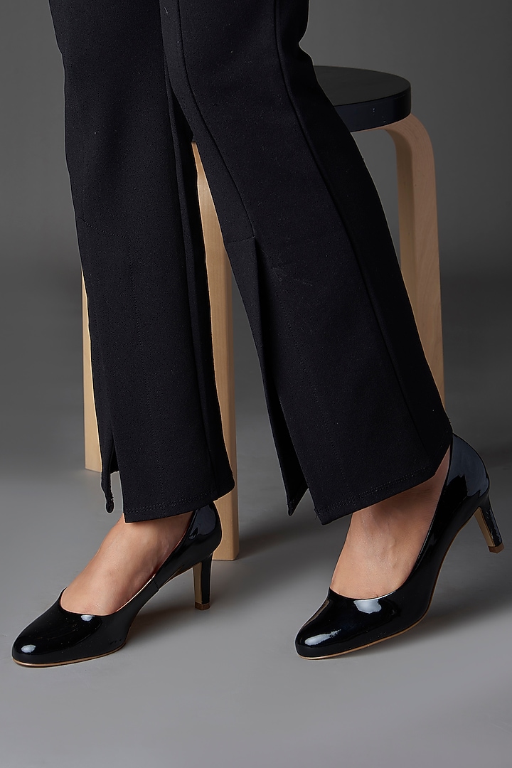 Black Genuine Leather Round-Toe Pump Heels by Oroh at Pernia's Pop Up Shop