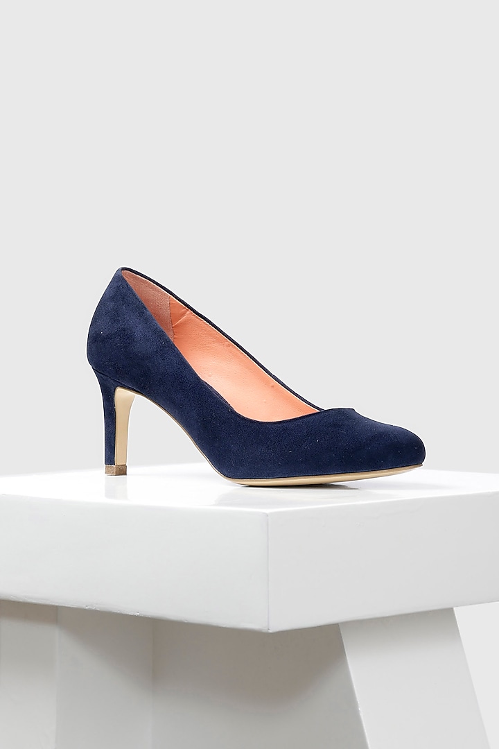 Blue Genuine Leather Round-Toe Pump Heels by Oroh at Pernia's Pop Up Shop