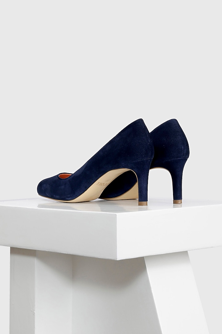 Blue Genuine Leather Round-Toe Pump Heels by Oroh at Pernia's Pop Up Shop