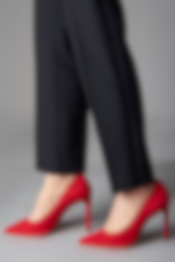 Red Genuine Leather Pointed-Toe Pump Heels by Oroh at Pernia's Pop Up Shop