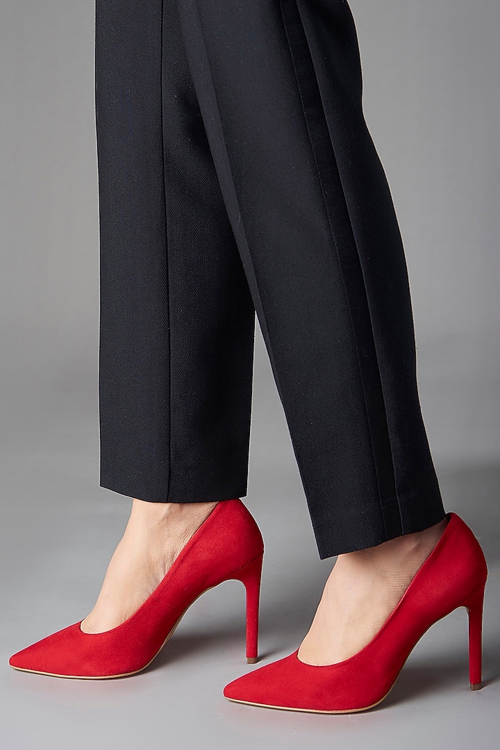 Red Genuine Leather Pointed-Toe Pump Heels by Oroh at Pernia's Pop Up Shop