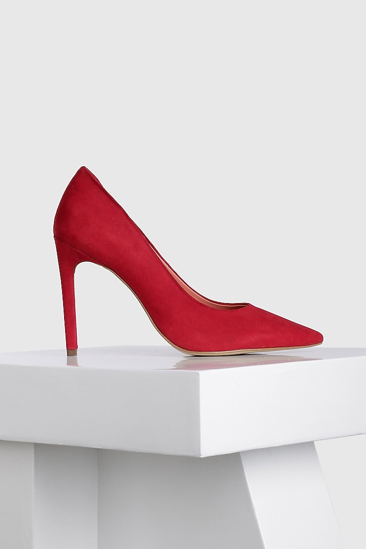 Red Genuine Leather Pointed-Toe Pump Heels by Oroh at Pernia's Pop Up Shop
