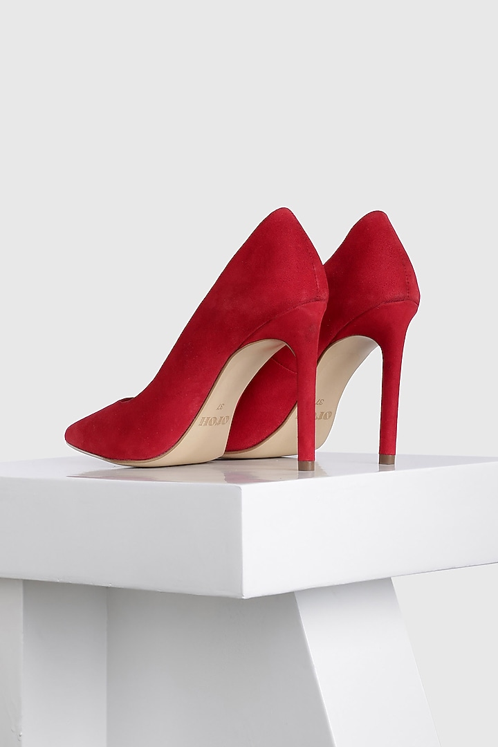 Red Genuine Leather Pointed-Toe Pump Heels by Oroh at Pernia's Pop Up Shop