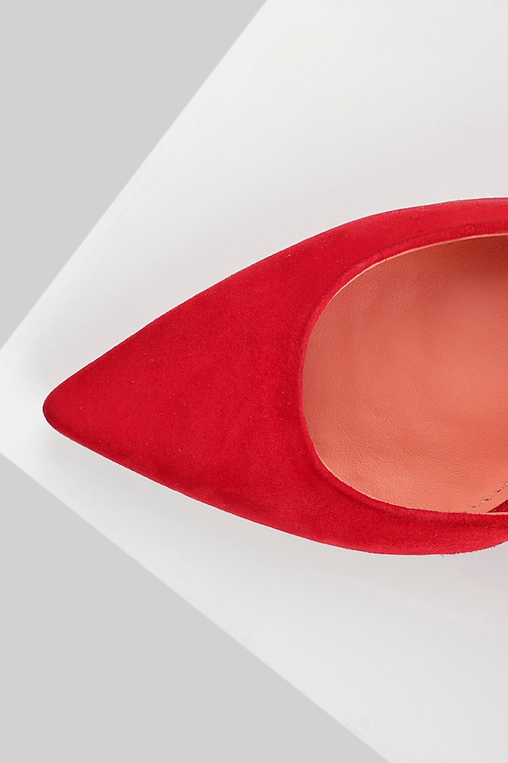 Red Genuine Leather Pointed-Toe Pump Heels by Oroh at Pernia's Pop Up Shop