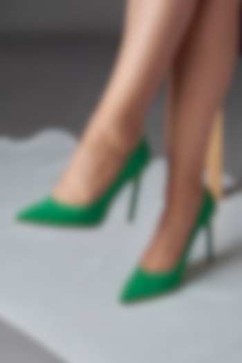 Green Genuine Leather Pointed-Toe Pump Heels by Oroh at Pernia's Pop Up Shop
