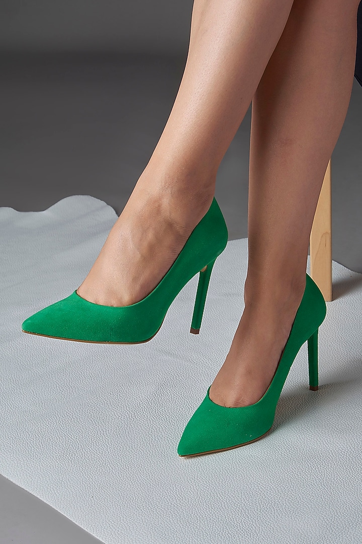 Green Genuine Leather Pointed-Toe Pump Heels by Oroh at Pernia's Pop Up Shop