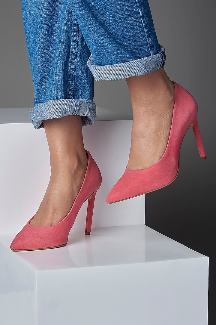 Pink Genuine Leather Pointed-Toe Pump Heels by Oroh at Pernia's Pop Up Shop
