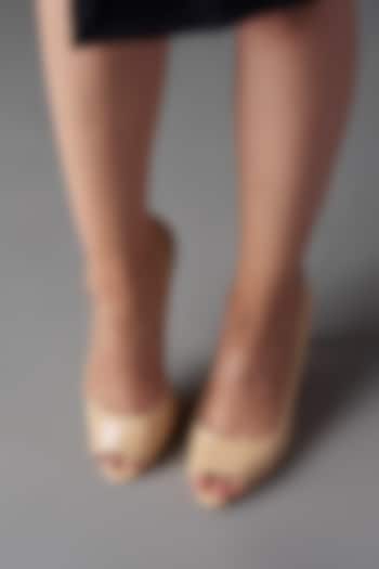 Nude Patent Leather Peep-Toe Pump Heels by Oroh at Pernia's Pop Up Shop