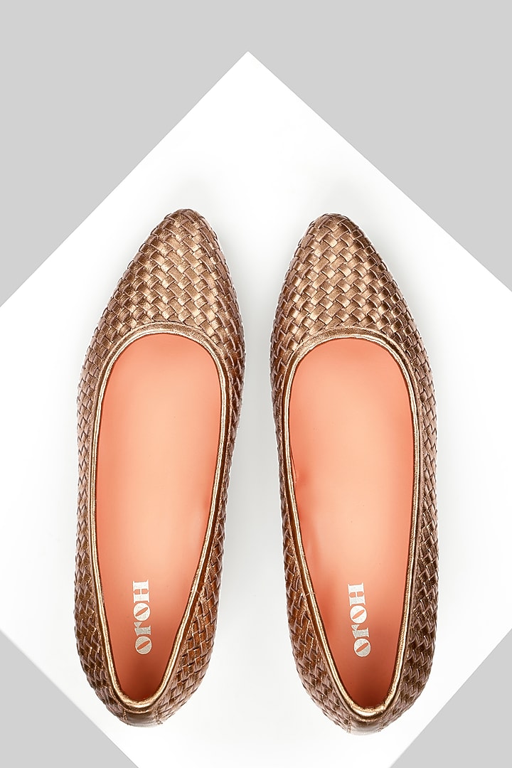 Brown Woven Leather Low-Heel Pump by Oroh at Pernia's Pop Up Shop