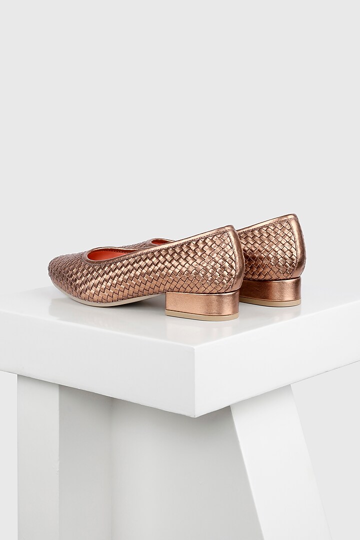 Brown Woven Leather Low-Heel Pump by Oroh at Pernia's Pop Up Shop
