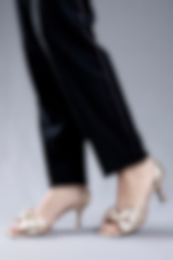 Rose Gold Metallic Leather Kitten Heels by Oroh at Pernia's Pop Up Shop