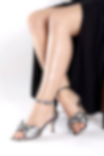 Silver Metallic Leather Kitten Heels by Oroh at Pernia's Pop Up Shop