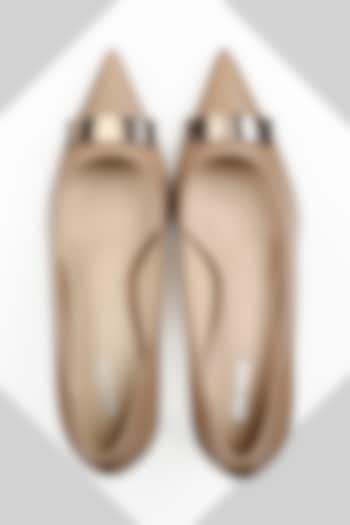 Beige Genuine Leather Pumps by Oroh