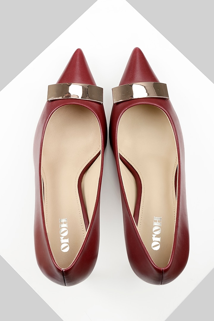 Maroon Genuine Leather Pumps by Oroh