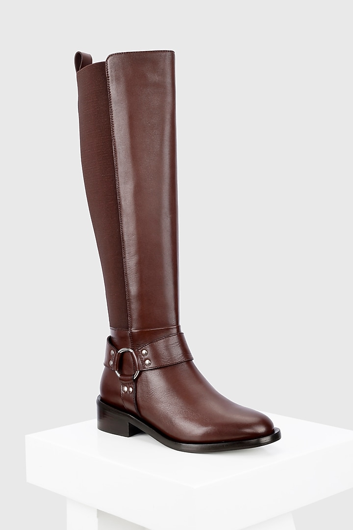 Brown Genuine Leather Long Boots by Oroh at Pernia's Pop Up Shop