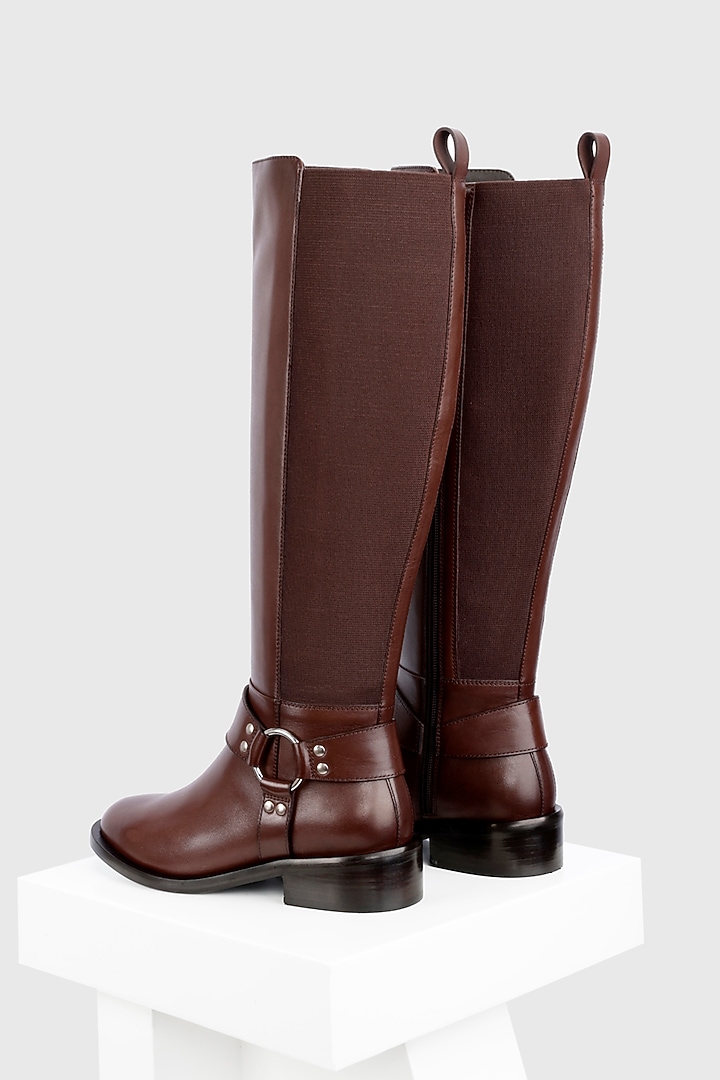 Brown Genuine Leather Long Boots by Oroh at Pernia's Pop Up Shop