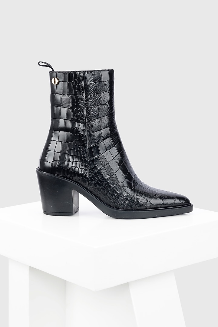 Black Genuine Leather Ankle Boots by Oroh at Pernia's Pop Up Shop