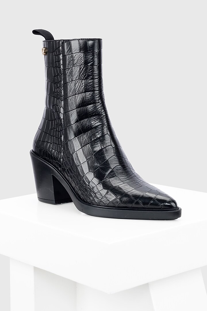 Black Genuine Leather Ankle Boots by Oroh at Pernia's Pop Up Shop
