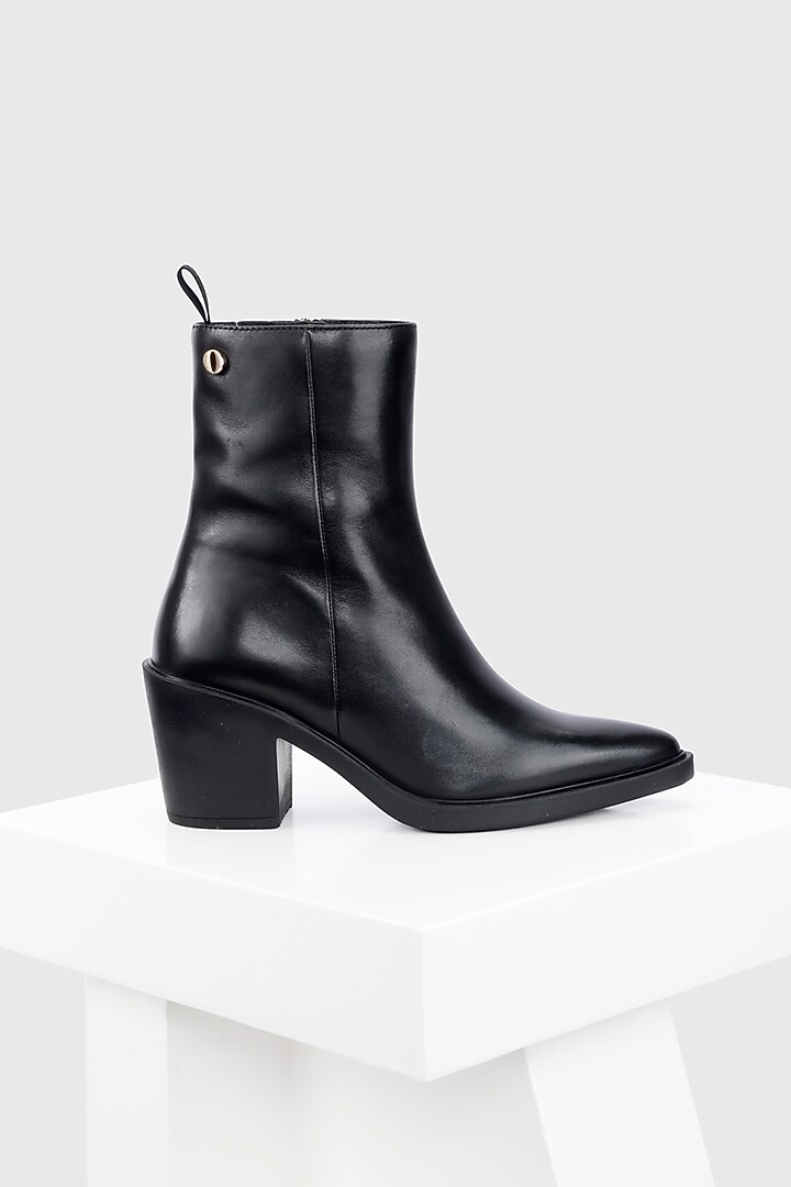 Black Genuine Leather Ankle Boots by Oroh at Pernia's Pop Up Shop