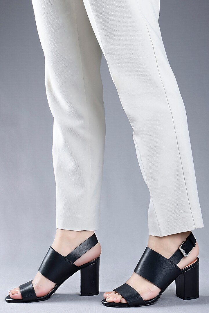 Black Genuine Leather Broad Strap Block Heels by Oroh at Pernia's Pop Up Shop