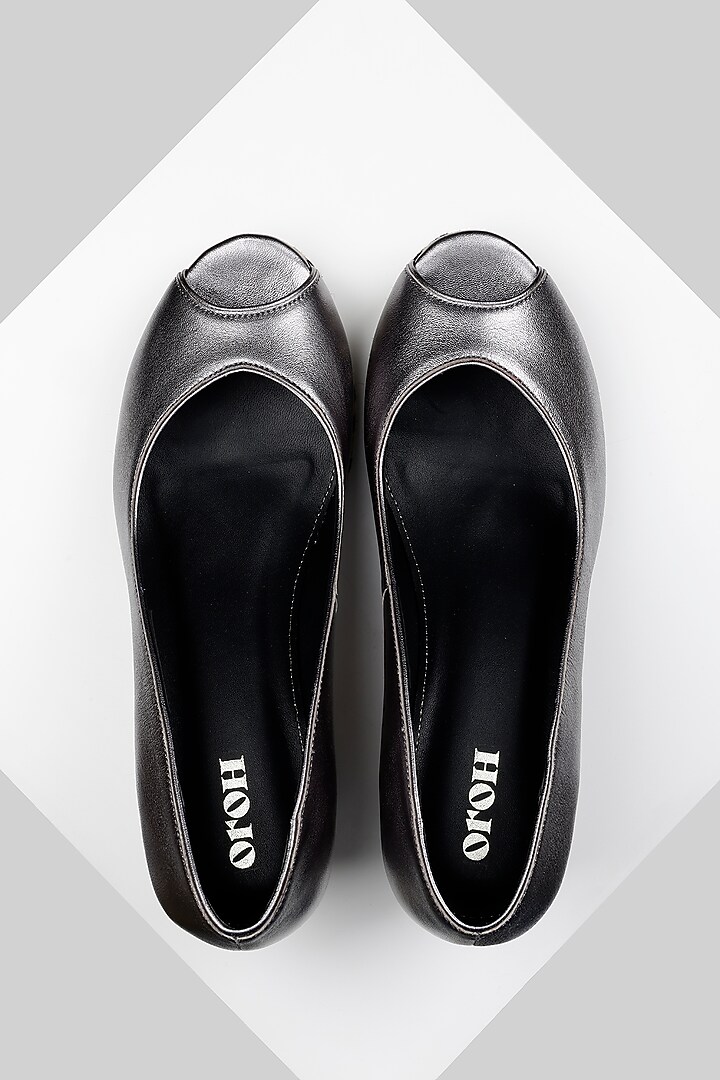 Silver Genuine Leather Jute-Covered Peep Toe Wedges by Oroh at Pernia's Pop Up Shop