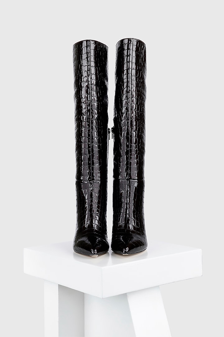 Maroon Premium Crust Leather Long Boot by Oroh at Pernia's Pop Up Shop