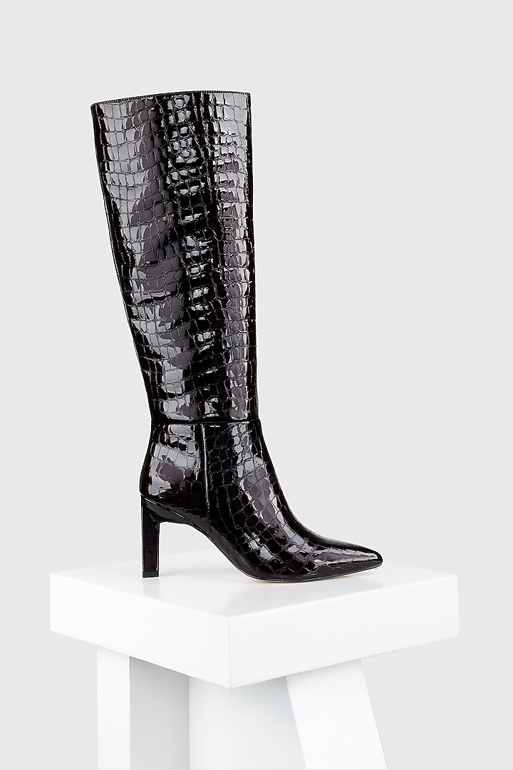 Maroon Premium Crust Leather Long Boot by Oroh at Pernia's Pop Up Shop