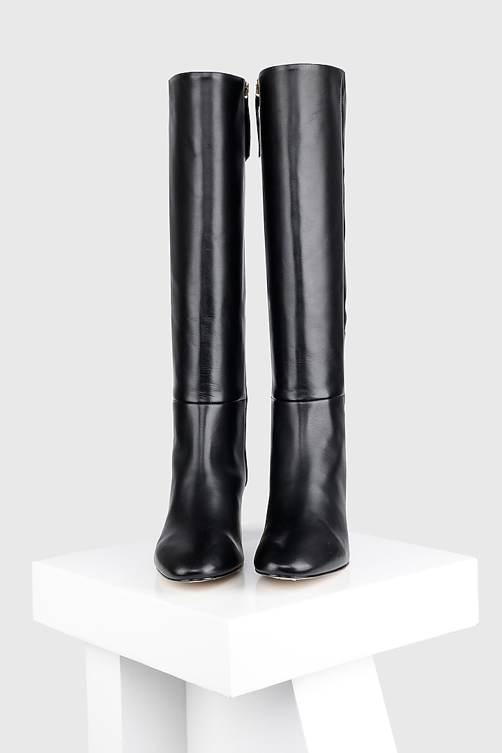 Black Genuine Leather Tubo Long Boots by Oroh at Pernia's Pop Up Shop