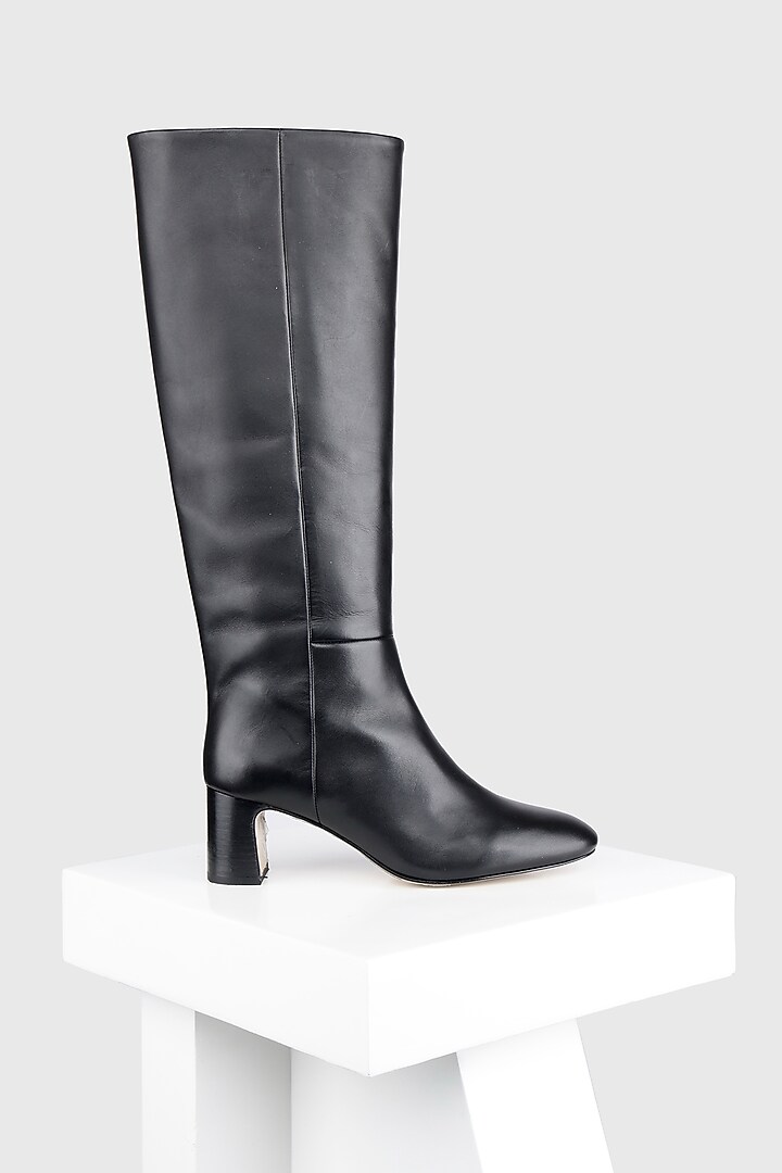 Black Genuine Leather Tubo Long Boots by Oroh at Pernia's Pop Up Shop