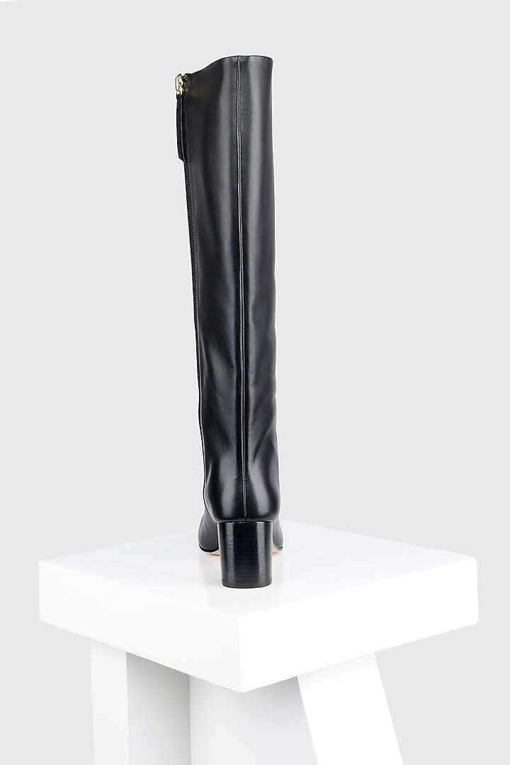 Black Genuine Leather Tubo Long Boots by Oroh at Pernia's Pop Up Shop