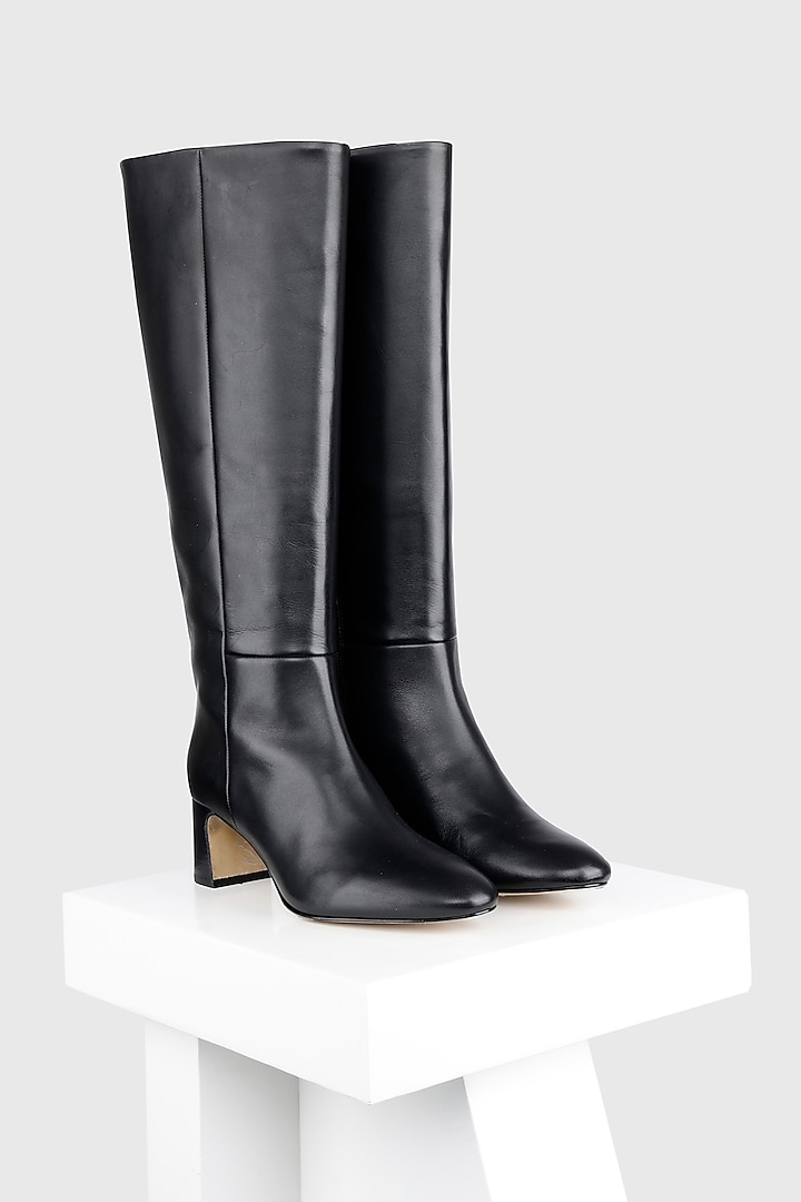 Black Genuine Leather Tubo Long Boots by Oroh at Pernia's Pop Up Shop