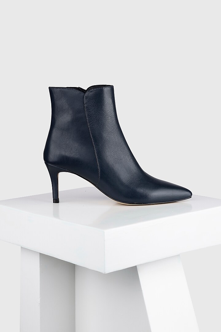 Blue Genuine Leather Ankle Boots by Oroh at Pernia's Pop Up Shop