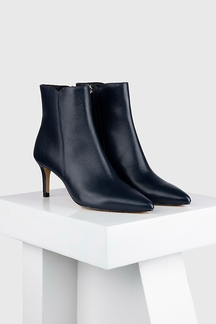 Blue Genuine Leather Ankle Boots by Oroh at Pernia's Pop Up Shop