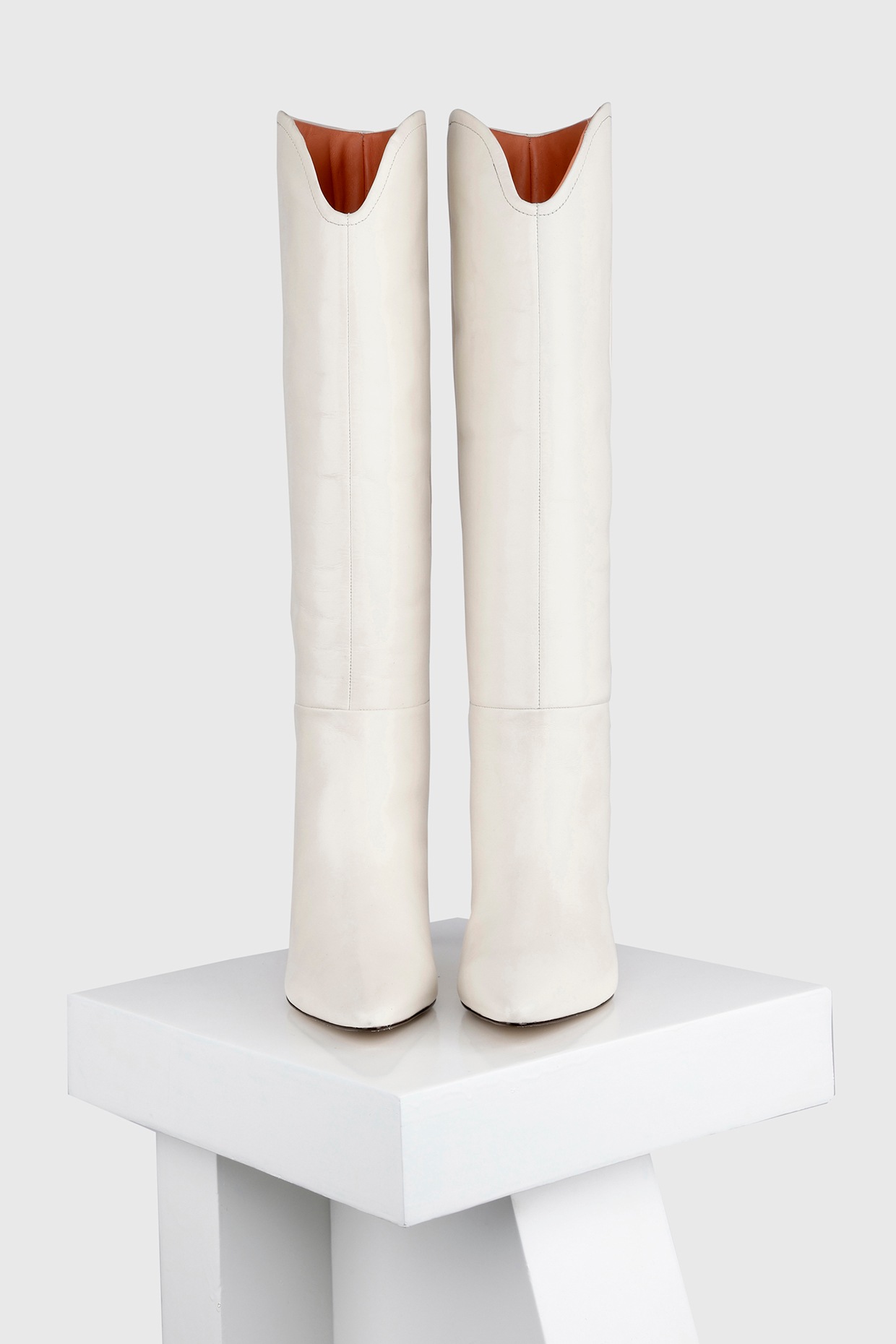 White Genuine Leather Long Boots Design by Oroh at Pernia's Pop Up