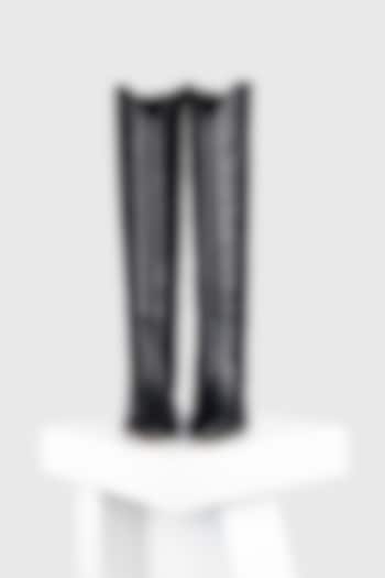 Black Genuine Leather Long Boots by Oroh at Pernia's Pop Up Shop