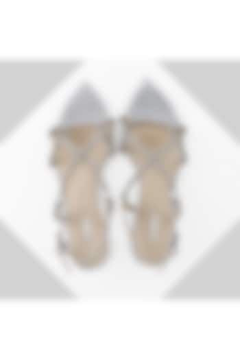 Silver Metallic Foil Leather Sandals by Oroh at Pernia's Pop Up Shop