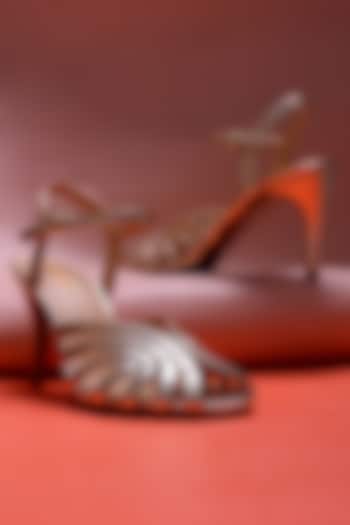 Gold Metallic Foil Leather Sandals by Oroh at Pernia's Pop Up Shop