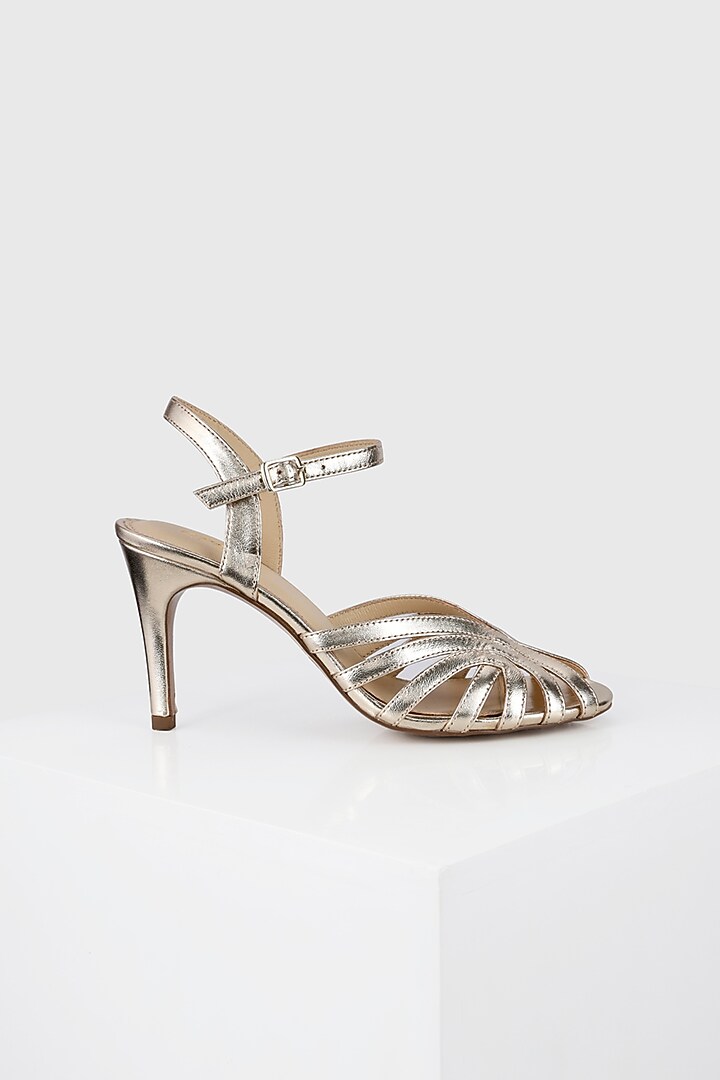 Gold Metallic Foil Leather Sandals by Oroh at Pernia's Pop Up Shop