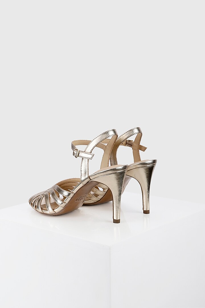 Gold Metallic Foil Leather Sandals by Oroh at Pernia's Pop Up Shop