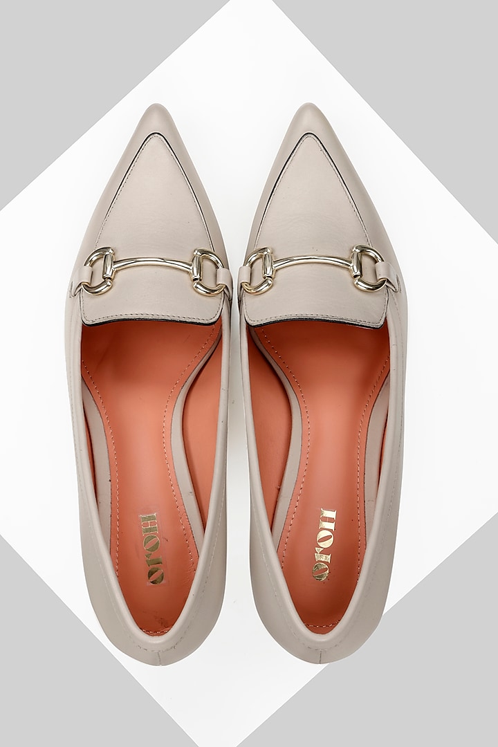 Nude Leather Court Shoes by Oroh at Pernia's Pop Up Shop