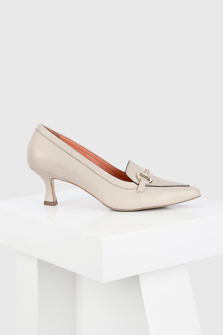 Nude Leather Court Shoes by Oroh at Pernia's Pop Up Shop
