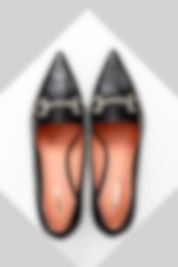 Black Leather Court Shoes by Oroh at Pernia's Pop Up Shop