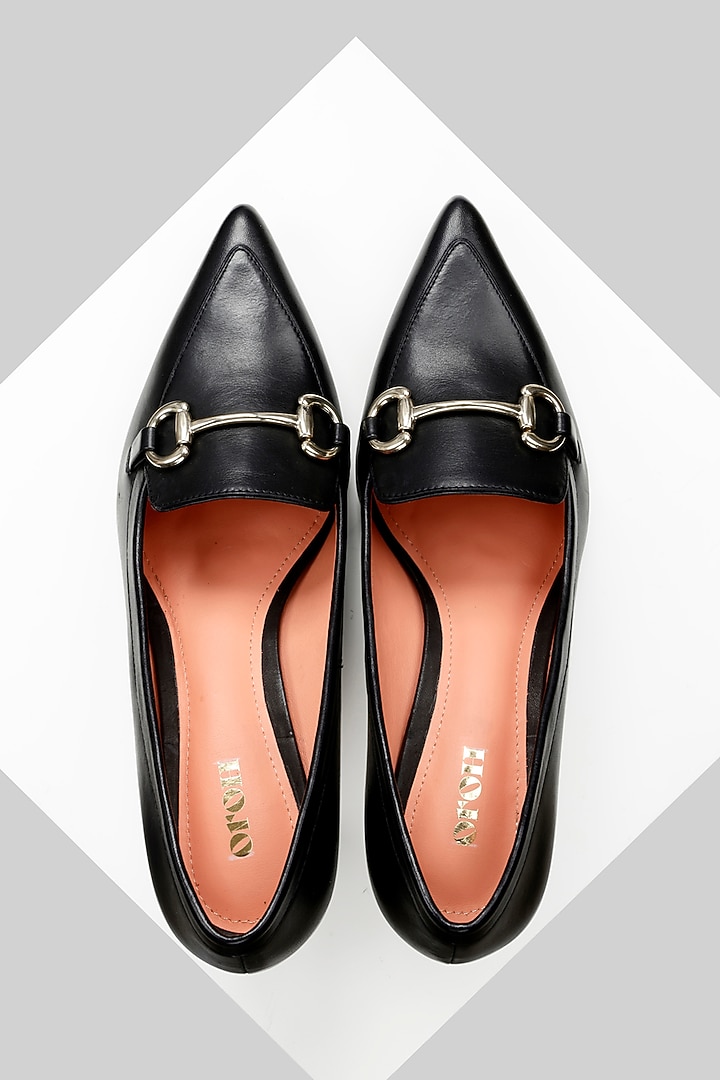 Black Leather Court Shoes by Oroh at Pernia's Pop Up Shop